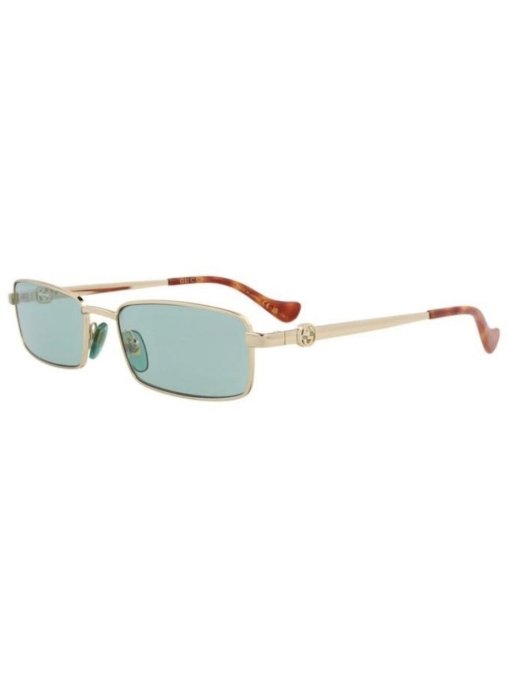 New Gucci Womens Square/Rectangle Gold Gold Green Fashion Designer Sunglasses